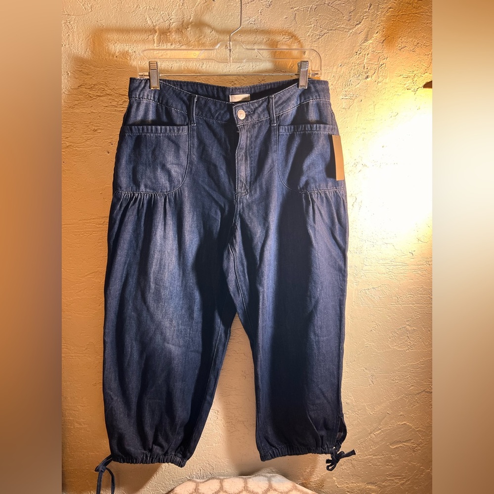 LOGO by Lori Goldstein NWT Dark Blue Barrel Cropped Ankle Jeans 6